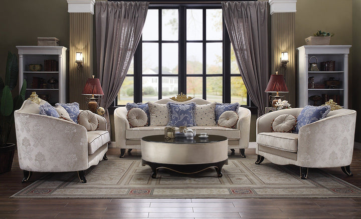 ACME Sheridan Cream Fabric Loveseat Model 53946 - MONAVILLA