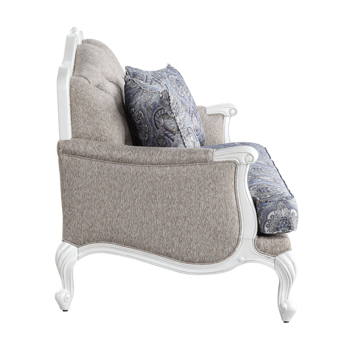 ACME Ciddrenar Fabric & White Finish Loveseat Model 54311 - MONAVILLA