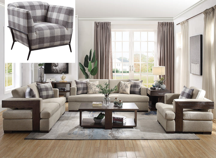 ACME Niamey Fabric & Walnut Loveseat Model 54851 - MONAVILLA