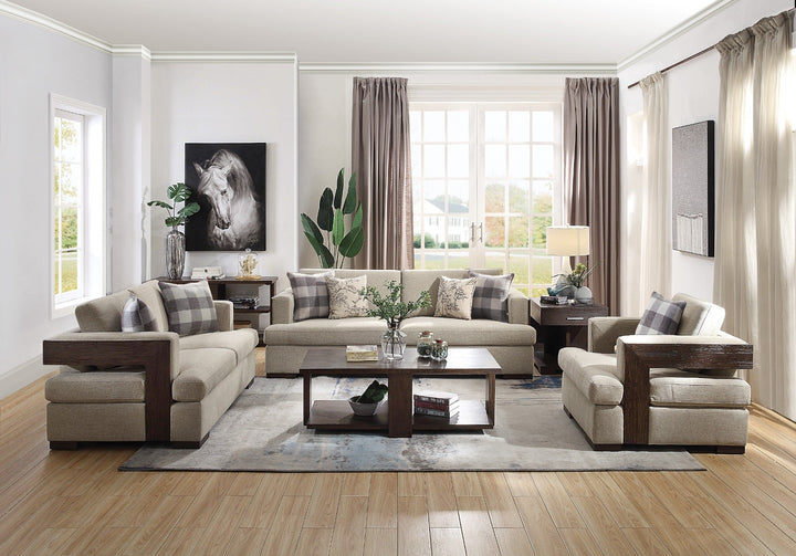 ACME Niamey Fabric & Walnut Loveseat Model 54851 - MONAVILLA