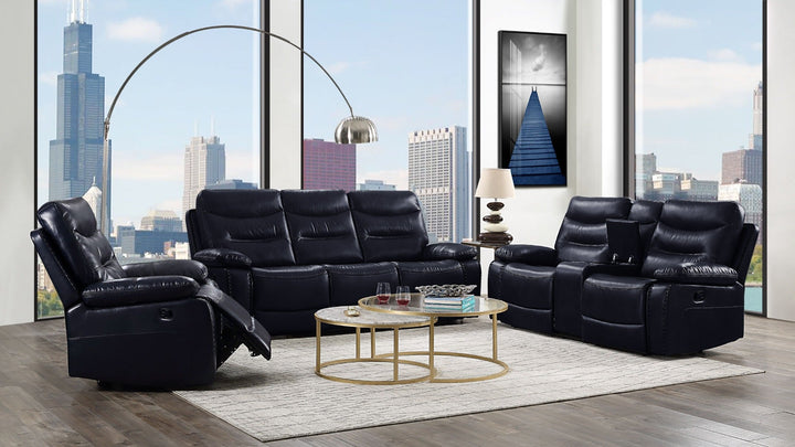 ACME Aashi Navy Leather-Gel Match Recliner Model 55373 - MONAVILLA