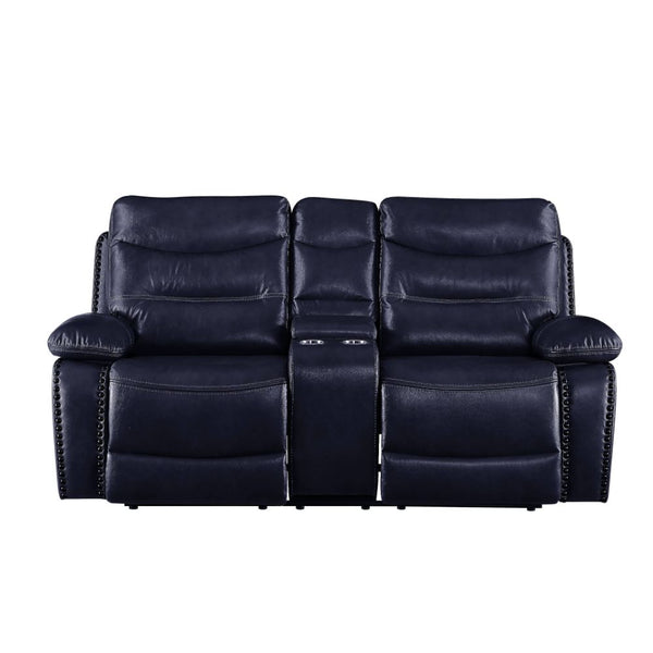 ACME Aashi Navy Leather-Gel Match Loveseat Model 55371 - MONAVILLA