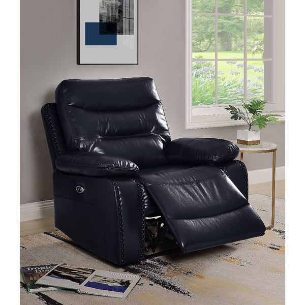 ACME Aashi Navy Leather-Gel Match Recliner Model 55373 - MONAVILLA