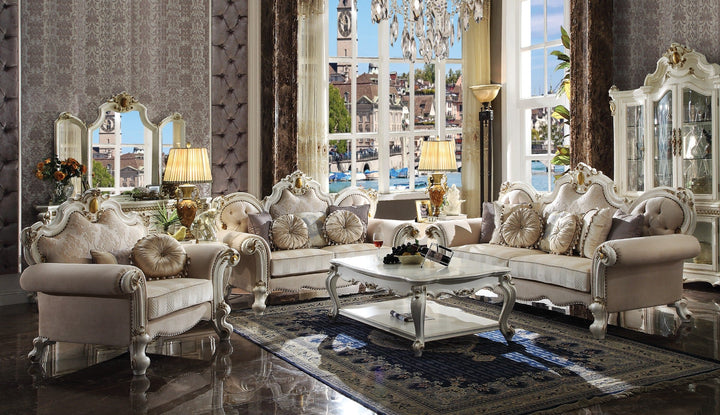 ACME Picardy Fabric & Antique Pearl Loveseat Model 55461 - MONAVILLA