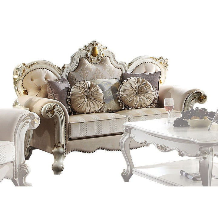 ACME Picardy Fabric & Antique Pearl Loveseat Model 55461 - MONAVILLA