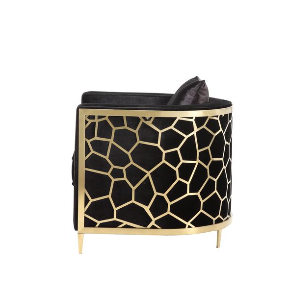 ACME Fergal Black Velvet & Gold Finish Loveseat Model 55666 - MONAVILLA