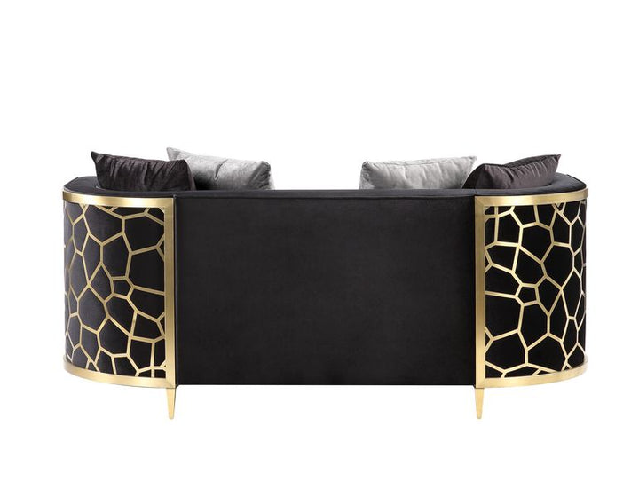 ACME Fergal Black Velvet & Gold Finish Loveseat Model 55666 - MONAVILLA