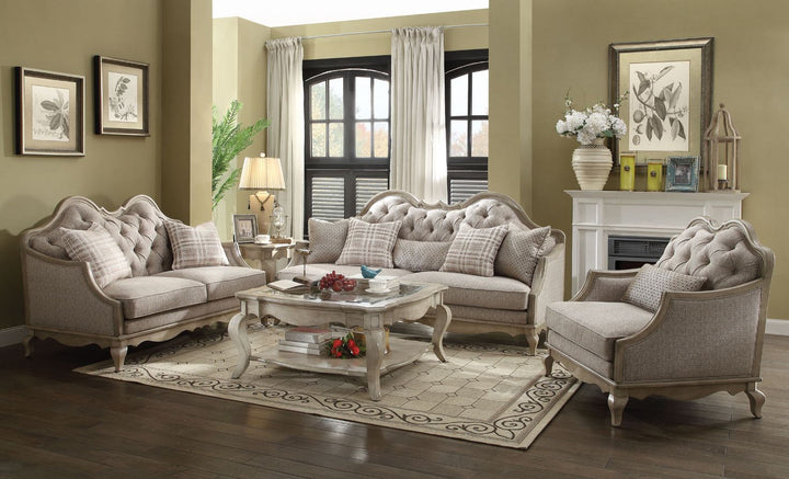 ACME Chelmsford Beige Fabric & Antique Taupe Sofa Model 56050 - MONAVILLA
