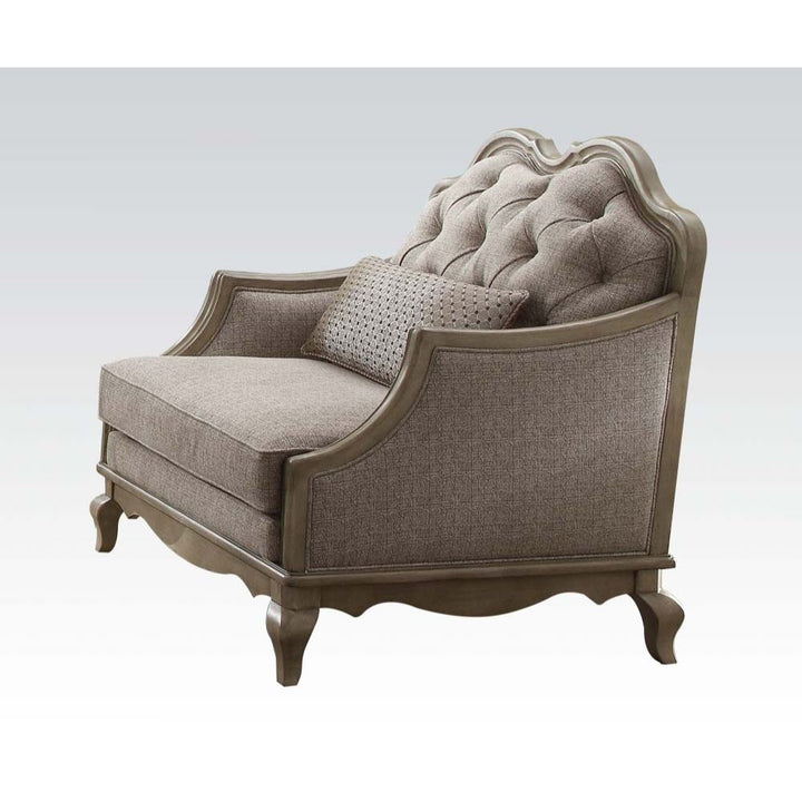 ACME Chelmsford Beige Fabric & Antique Taupe Chair Model 56052 - MONAVILLA