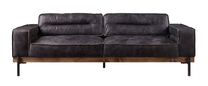 ACME Silchester Antique Ebony Top Grain Leather Sofa Model 56505 - MONAVILLA