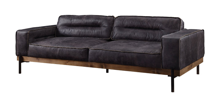 ACME Silchester Antique Ebony Top Grain Leather Sofa Model 56505 - MONAVILLA