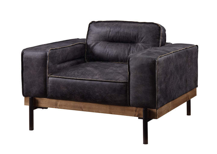 ACME Silchester Antique Ebony Top Grain Leather Chair Model 56507 - MONAVILLA