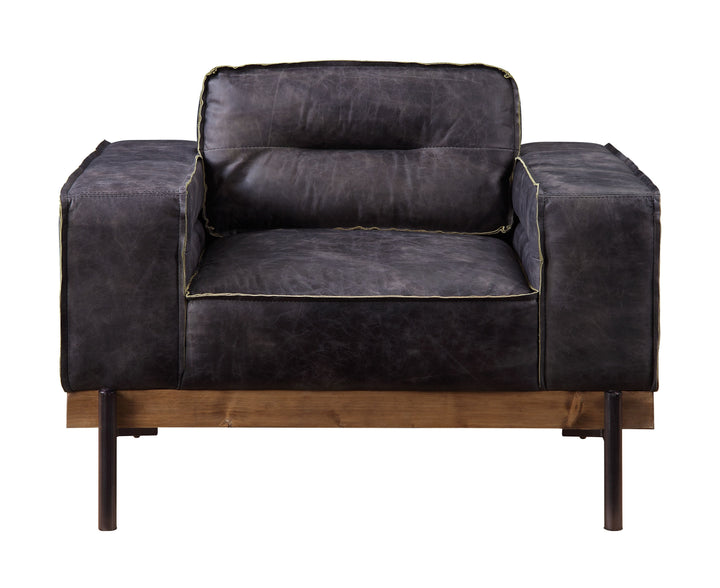 ACME Silchester Antique Ebony Top Grain Leather Chair Model 56507 - MONAVILLA