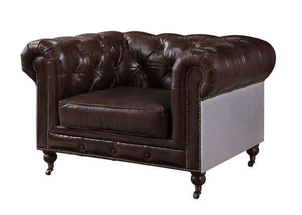 ACME Aberdeen Vintage Brown Top Grain Leather Chair Model 56592 - MONAVILLA