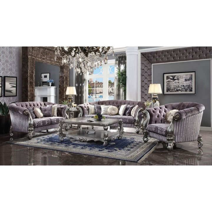ACME Versailles Velvet & Antique Platinum Sofa Model 56825 - MONAVILLA