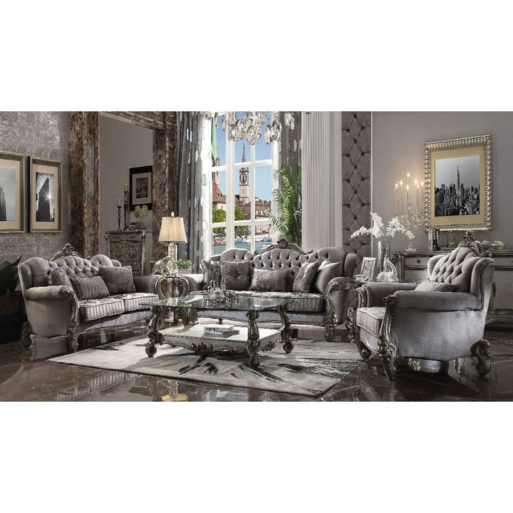 ACME Versailles Velvet & Antique Platinum Loveseat Model 56841 - MONAVILLA