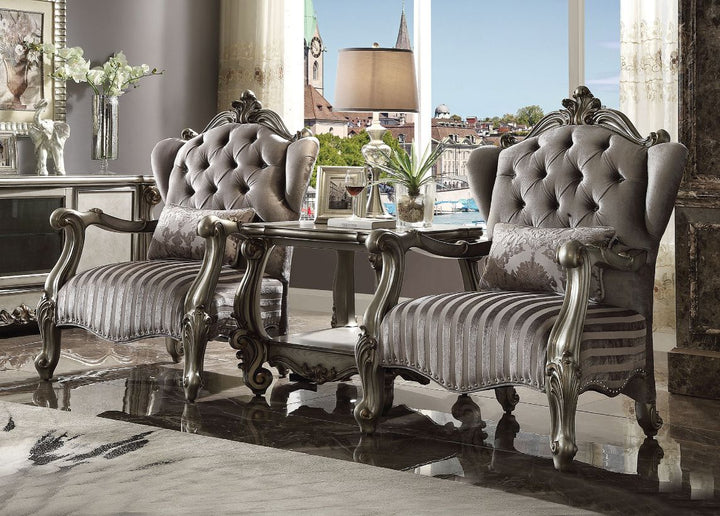 ACME Versailles Velvet & Antique Platinum Chair Model 56847 - MONAVILLA