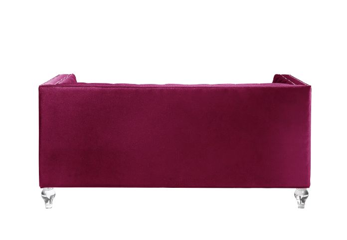 ACME Heibero Burgundy Velvet Loveseat Model 56896 - MONAVILLA