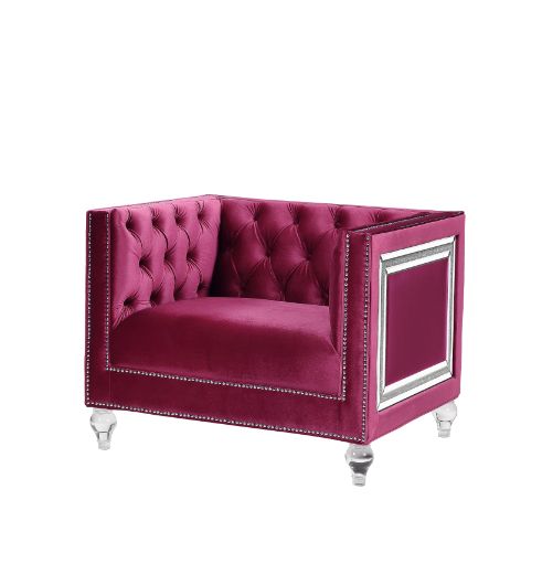 ACME Heibero Burgundy Velvet Chair Model 56897 - MONAVILLA
