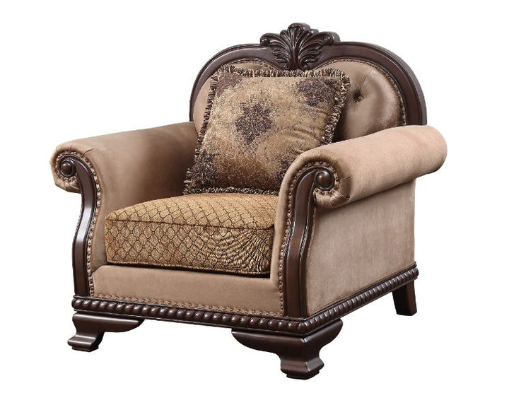 ACME Chateau De Ville Fabric & Espresso Finish Chair Model 58267 - MONAVILLA