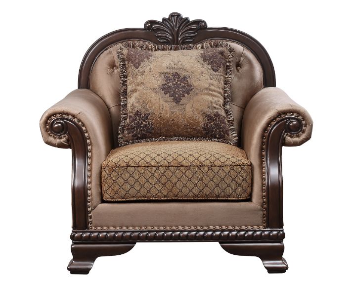 ACME Chateau De Ville Fabric & Espresso Finish Chair Model 58267 - MONAVILLA