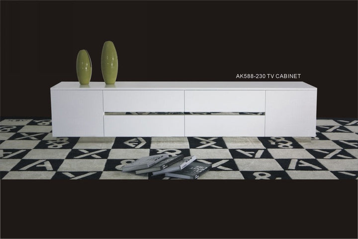 A&X Skyline Modern White Crocodile TV Entertainment Center - MONAVILLA