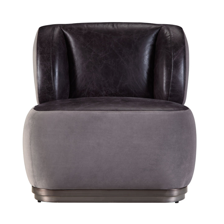 ACME Decapree Antique Slate Top Grain Leather & Gray Velvet Accent Chair Model 59270 - MONAVILLA