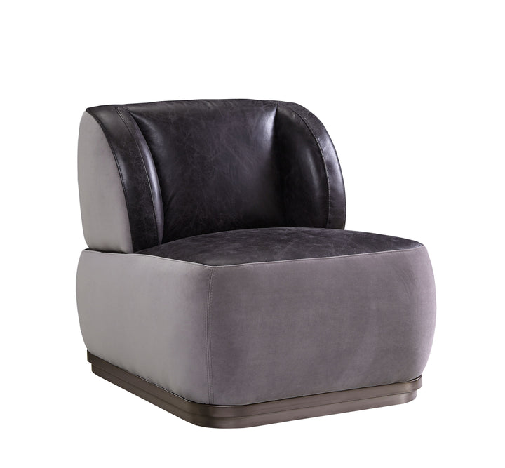 ACME Decapree Antique Slate Top Grain Leather & Gray Velvet Accent Chair Model 59270 - MONAVILLA