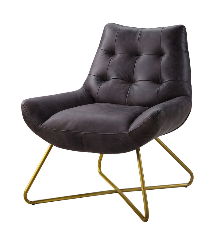 ACME Dhalsim Antique Ebony Top Grain Leather Accent Chair Model 59666 - MONAVILLA