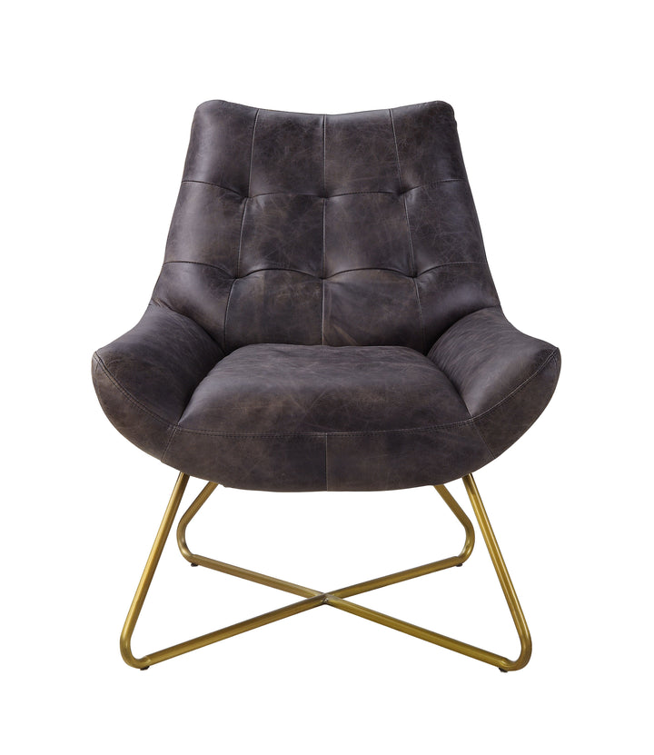 ACME Dhalsim Antique Ebony Top Grain Leather Accent Chair Model 59666 - MONAVILLA