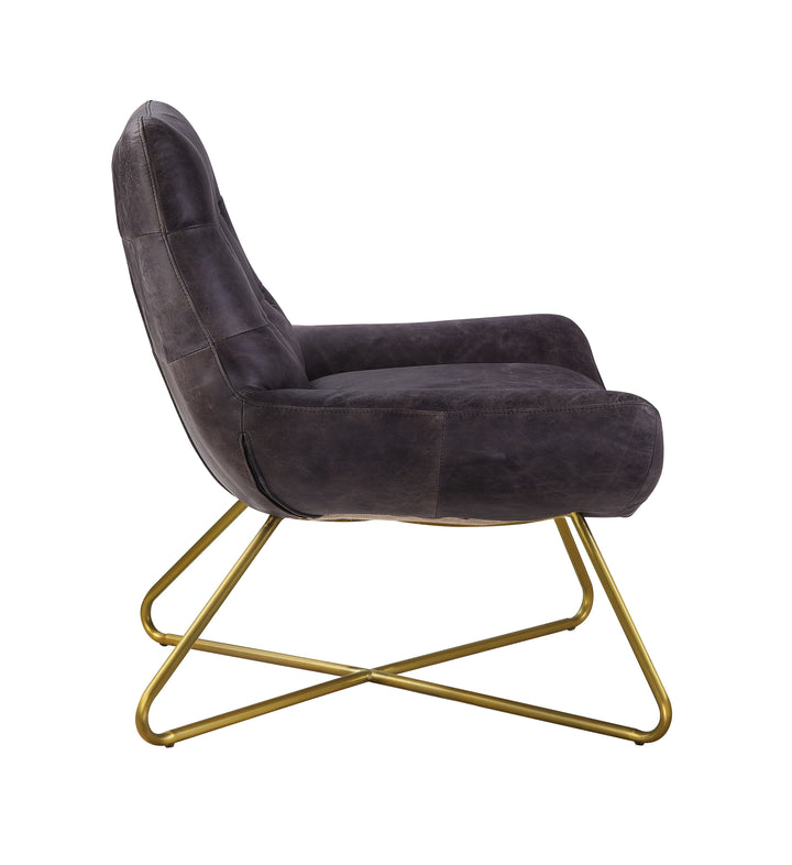 ACME Dhalsim Antique Ebony Top Grain Leather Accent Chair Model 59666 - MONAVILLA