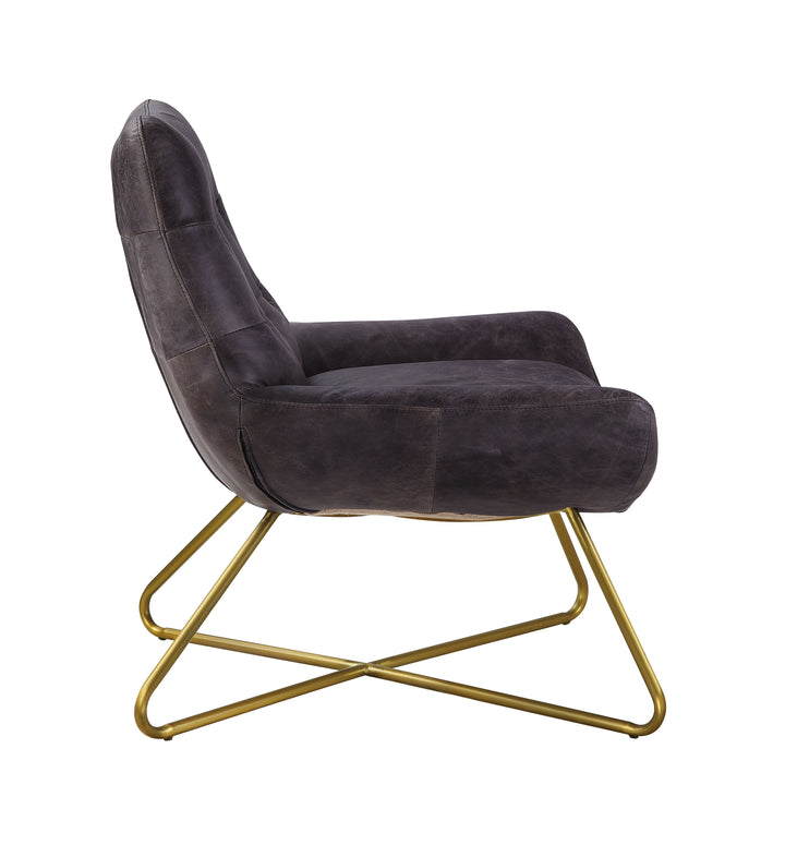 ACME Dhalsim Antique Ebony Top Grain Leather Accent Chair Model 59666 - MONAVILLA