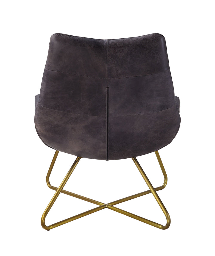 ACME Dhalsim Antique Ebony Top Grain Leather Accent Chair Model 59666 - MONAVILLA