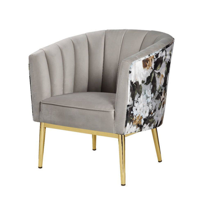 ACME Colla Gray Velvet & Gold Accent Chair Model 59816 - MONAVILLA