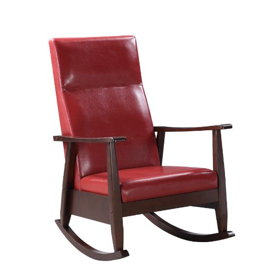 ACME Raina Red PU & Espresso Finish Rocking Chair Model 59931 - MONAVILLA