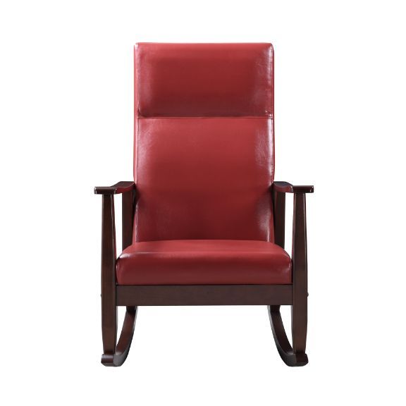 ACME Raina Red PU & Espresso Finish Rocking Chair Model 59931 - MONAVILLA