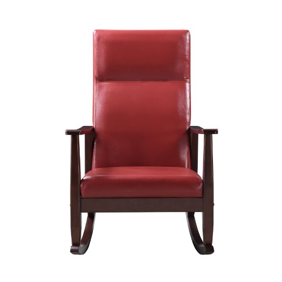 ACME Raina Red PU & Espresso Finish Rocking Chair Model 59931 - MONAVILLA