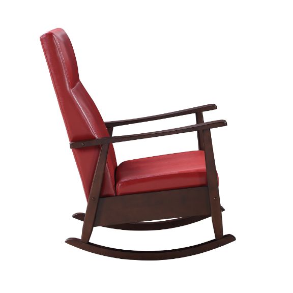 ACME Raina Red PU & Espresso Finish Rocking Chair Model 59931 - MONAVILLA