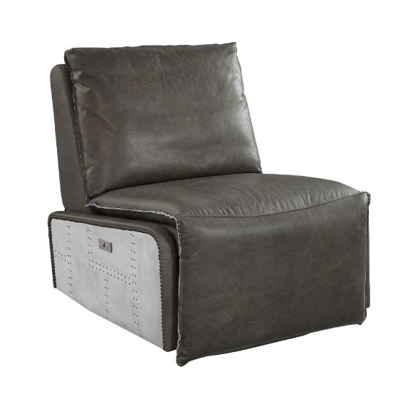 ACME Metier Gray Top Grain Leather & Aluminum Recliner Model 59940 - MONAVILLA