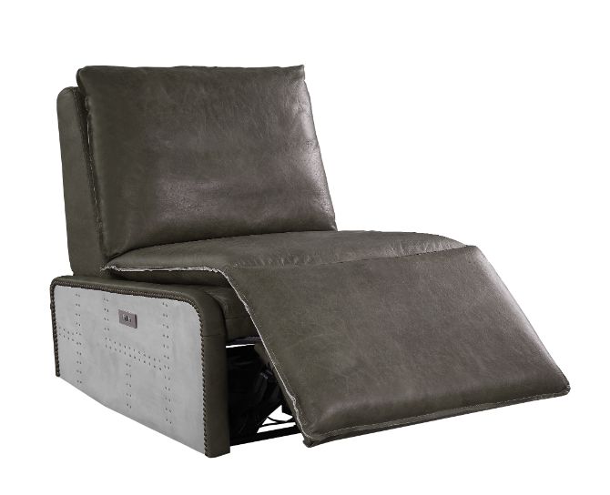 ACME Metier Gray Top Grain Leather & Aluminum Recliner Model 59940 - MONAVILLA