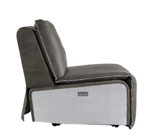 ACME Metier Gray Top Grain Leather & Aluminum Recliner Model 59940 - MONAVILLA