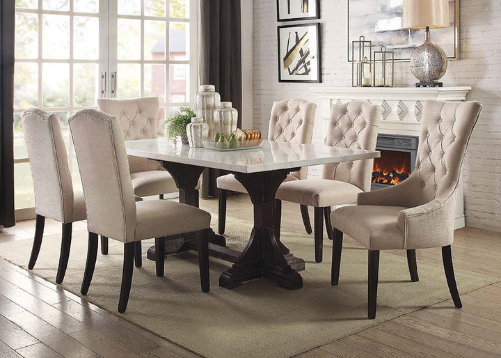 ACME Gerardo Beige Linen & Weathered Espresso Dining Chair Model 60823 - MONAVILLA