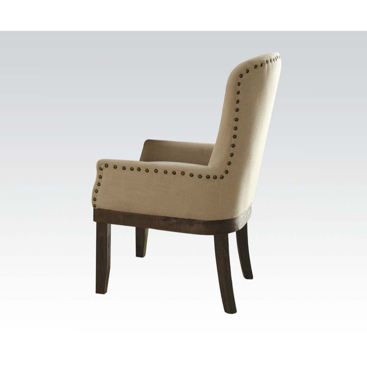 ACME Landon Beige Linen & Salvage Brown Chair Model 60743 - MONAVILLA
