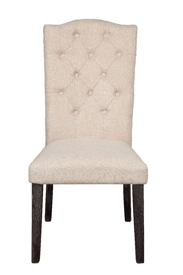 ACME Gerardo Beige Linen & Weathered Espresso Side Chair Model 60822 - MONAVILLA