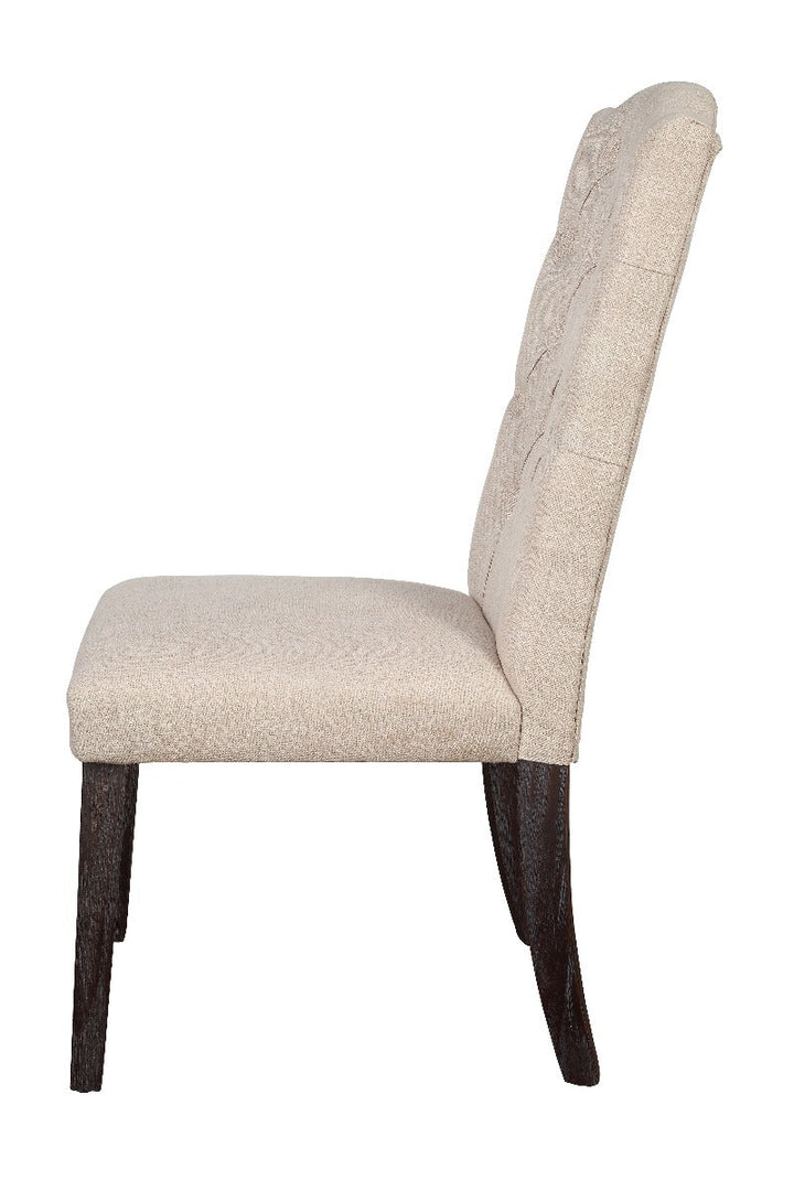 ACME Gerardo Beige Linen & Weathered Espresso Side Chair Model 60822 - MONAVILLA