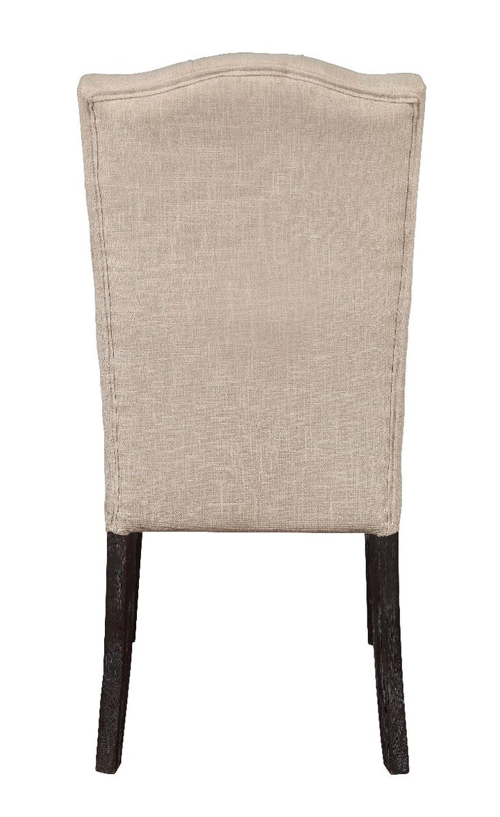 ACME Gerardo Beige Linen & Weathered Espresso Side Chair Model 60822 - MONAVILLA