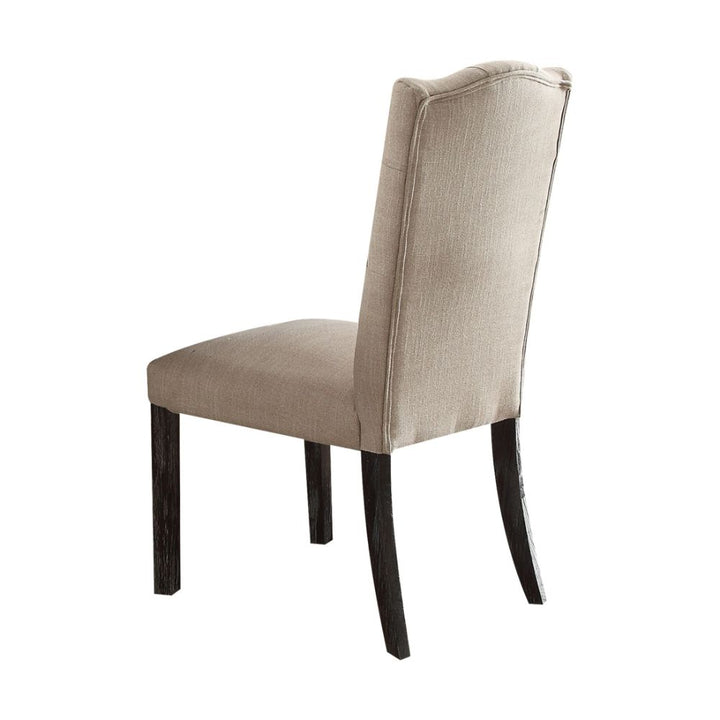 ACME Gerardo Beige Linen & Weathered Espresso Side Chair Model 60822 - MONAVILLA