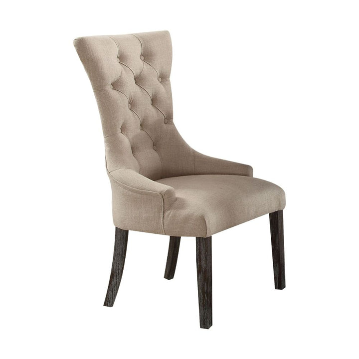 ACME Gerardo Beige Linen & Weathered Espresso Dining Chair Model 60823 - MONAVILLA