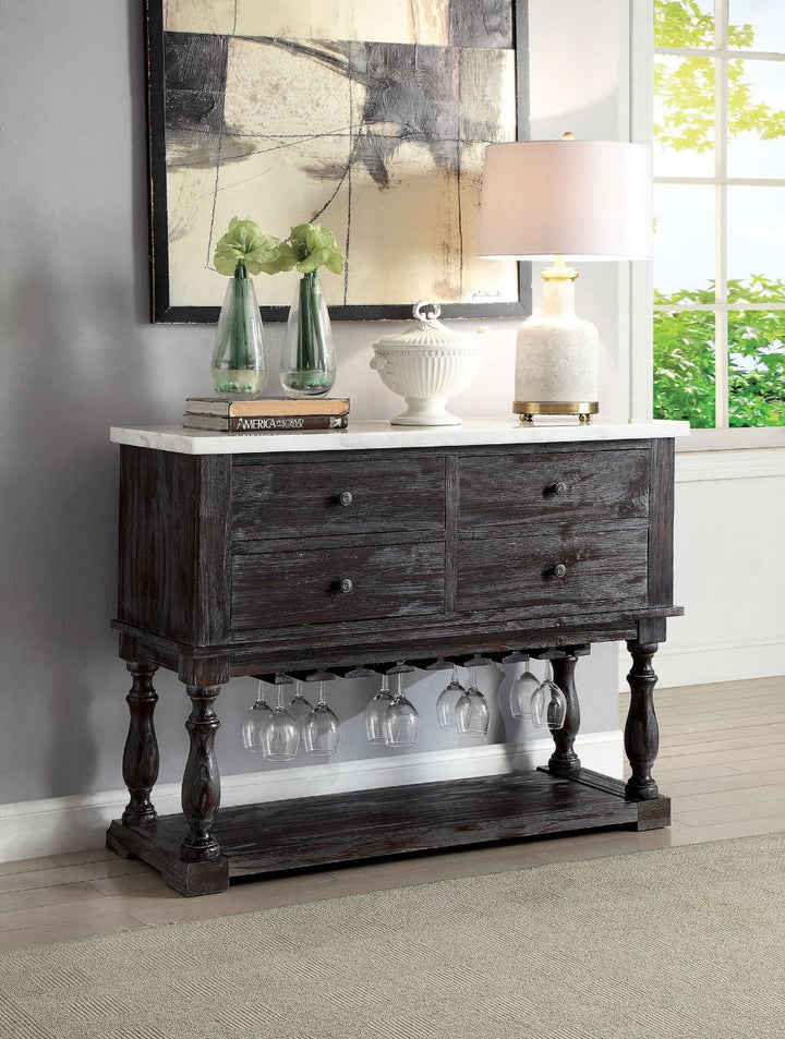 ACME Gerardo White Marble & Weathered Espresso Server Model 60824 - MONAVILLA
