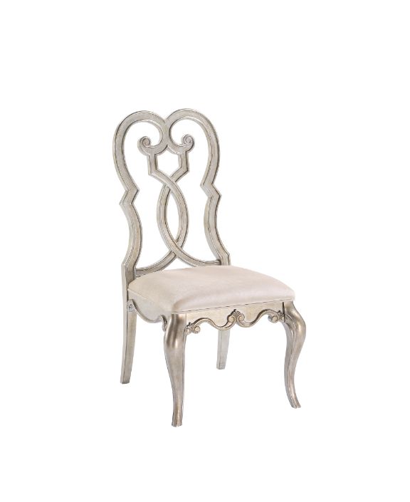 ACME Esteban Ivory Velvet & Antique Champagne Finish Side Chair (Set-2) Model 62202 - MONAVILLA